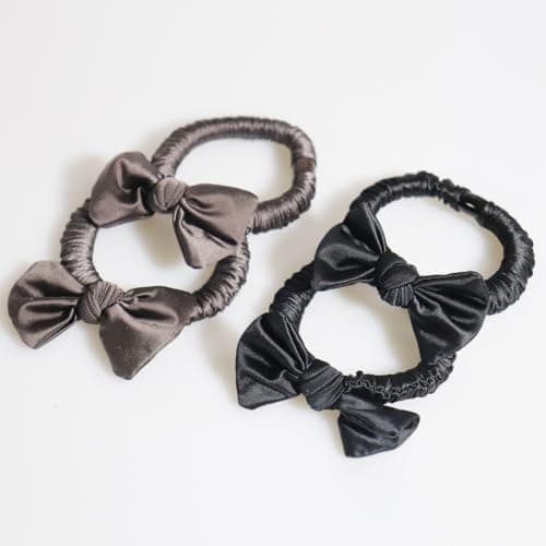 UaiUya 4PCS Skinny Satin Scrunchies, Softer Than Silk Hair Ties, Gentle for Frizz, Ideal Gifts for Women Basic - Thumbnail 2