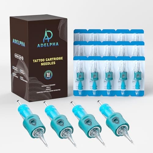 50Pcs Tattoo Cartridge Needles Assorted Mixed Size #12 Round Liner 3RL 5RL 7RL 9RL 11RL with Membrane Tattoo Needles Professional Disposable