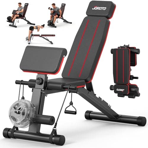 JOROTO Adjustable Weight Bench for Home Gym, 1000 LBS Capacity, Foldable Incline Decline Flat Workout Bench with Leg Extension & Back Extension, Exercise Preacher Curl Bench for Full Body Training - Image 1