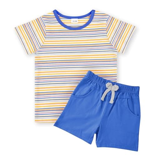 JiuBreeze Toddler Boy Striped Short Sleeve 2-Piece Summer Sets(4-5T)