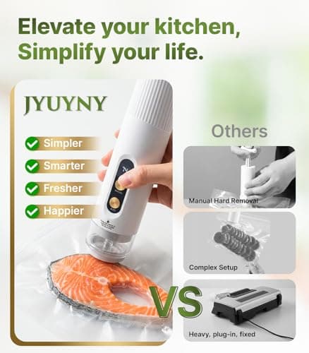 Compact Handheld Vacuum Sealer for Food, Portable Wireless Vacuum Sealer with 60kPa Suction, Dual Modes, Visible Water Reservoir, Includes Complete Set for Food Preservation - Thumbnail 5