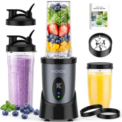 KOIOS Smoothie Blender, 900W Personal Blender for Shakes and Smoothies for Kitchen with 2 Portable Cups 22oz, Single Serve Smoothies Maker Mixer for Juices, Nutritious Recipe, Grey Blue - Image 1