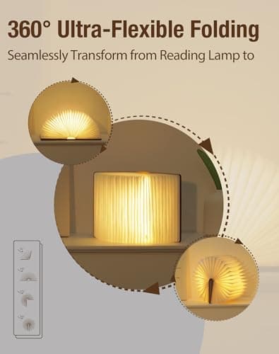 ZBOLE Wooden Book Lamp - Portable Folding LED Book Light for Reading, Unique Gift for Book Lovers, Magnetic Mood Lighting for Home&Library Decor (Maple) - Thumbnail 6