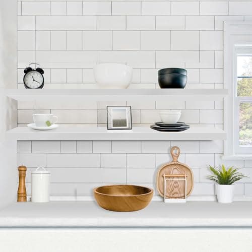 Sorbus Floating Shelves for Wall - 55 Inch Extra-Long Bathroom Shelves, Wall Decor for Bedroom, Kitchen, Living Room, Book Storage - Mounted Floating Shelf with Hidden Brackets (White, 2 Pack) - Thumbnail 2