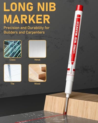 STAGEEK 14 Pack Carpenter Pencil Set with Sharpener, Mechanical Carpenter Pencils with 60 Refills, Deep Hole Long-Nib Marker Pens, Carbide Scribe Tool & Construction Pencils for Architect with Case - Thumbnail 4