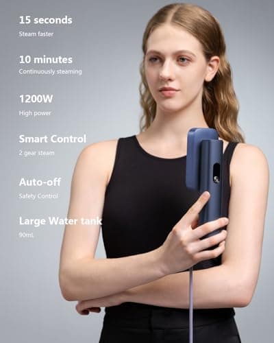 G5 Pro Smart Handheld Steamer for Clothes – Global Voltage Adaptation（100-240V）1200W Palm-Sized & Lightweight (1lb), Dual Steam Modes, Easy Wrinkle Remover, Auto Shut-Off for Travel & Home(BLUE) - Thumbnail 2