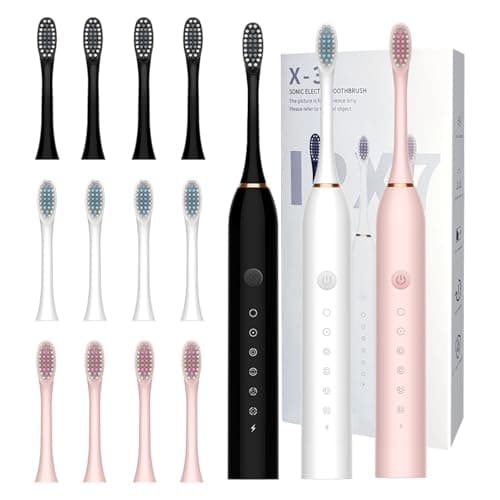 MSETGRD 3 Pack Electric Toothbrush with 6 Modes, Rechargeable Toothbrushes with 12 Brush Head, Fast Charge 2 Min and 30s Timer Toothbrush - Image 1