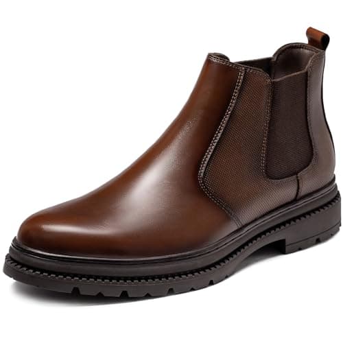 OKKO Mens Chelsea Dress Boots, Genuine Leather Classic Comfortable Casual Slip On Ankle Boot for Men - Image 1