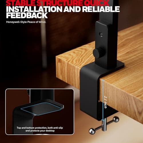 Honeywell Wide Desk Lamp with Clamp for Dual Monitors, 22W Full-Spectrum Eye-Caring LED Desk Lamp for Home Office, 3-Section Adjustable Architect Light for Large Desk, Stepless Dimming, 3000K-5700K - Thumbnail 5