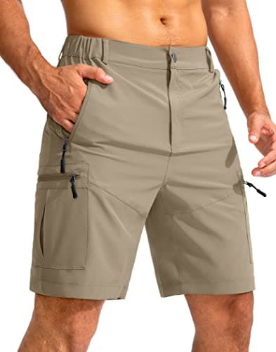Pudolla Men's Hiking Cargo Shorts 9" Lightweight Outdoor Work Shorts for Men Travel Golf Camping Casual with 5 Zipper Pockets(Dusty Khaki 3X-Large) - Image 1