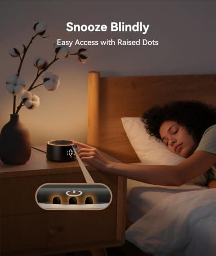 Dreamegg Sound Machine for Sleep - D1 Nova White Noise Sound Machine for Baby Adult with Alarm Clock, Soothing Sounds, Dimmable, White Noise Alarm Clocks for Bedrooms Heavy Sleepers Travel, Black - Thumbnail 5