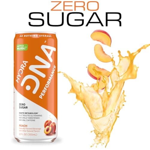 HYDRADNA- Clean Performance Drink, Zero Sugar | For Natural Fuel, Alertness, Boost, Stamina,120 mg Organic Caffeine, Natural Flavors, Zero Sucralose, Clean Ingredients (12 Pack) (12 Pack, Peach) - Thumbnail 6