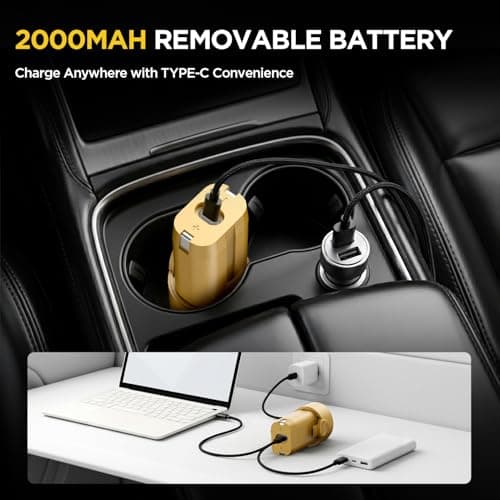 Handheld Car Vacuum Cleaner, 4-in-1 Cordless Rechargeable Mini Vacuum with Air Duster – Quickly Clean Crumbs, Pet Hair & Crevices in Car, Office, Home. Ideal for Commuters & Office Workers (Gold) - Thumbnail 6