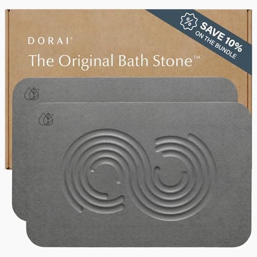 Dorai Home Bath Stone Mat 23.6"x15.4" (2-Pack) – Quick-Dry, Non-Slip Diatomite Stone Bath Mat for Bathroom, Zen Slate - Image 1