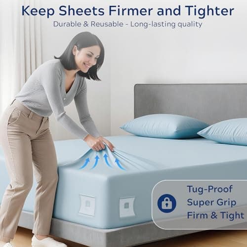 Upgrade Bed Sheet Holders for Corners: 4Pcs Fitted Lock Sheet Holders Keep Sheets Firm & Tight, Heavy Duty Bed Sheet Clips, with Clip Easy to Install for All Mattress Sizes - No More Loose Sheets - Thumbnail 3