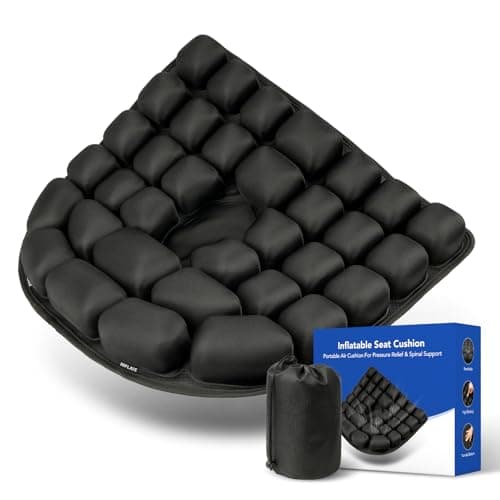 RUIERS Inflatable Seat Cushion, 34 Air Cell Travel Seat with Upgraded Air Nozzle for Hemorrhoid and Tailbone Pain Relief, Portable Airplane Seat Cushion for Car, Office Chairs & Home Living - Image 1