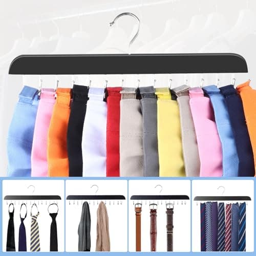 Dntorx Hat Hangers for Closet, 2 Pack Hat Organizer for Baseball Caps with 14 Hooks Space Saving Hat Racks Ball Caps Hat Holder Organizer Tie Belt Hanger for Closet Storage Solution (Black) - Thumbnail 6