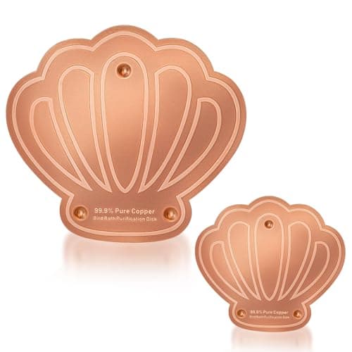 Yncotte Bird Bath Copper Disk, 2pcs Shell Shaped 99.99% Pure Copper Cleaning Disc Plate for Physical Safe Water Purification All-Season for Outdoor Wildlife Bird Bowls Birdbaths Solar - Image 1