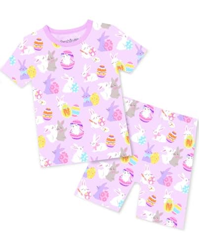 babee Reshinee Viscose Derived from Bamboo Toddler Girls Summer Short Sleeve Pajamas Kids Pjs 8Y Unicorn Mermaid 2pcs - Image 1