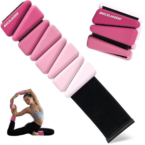 BECOJADDE Ankle Weights for Women Wrist Weights Set of 2 (1 lb Each) Adjustable Arm Leg Weight for Womens Men Suitable for Walking Swimming Running Pilates Yoga Gym, Gradient Pink - Image 1