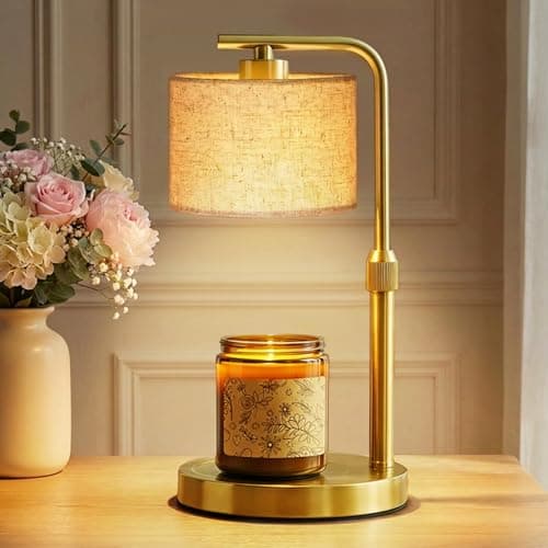 Candle Warmer Lamp with Timer Dimmer, Height Adjustable Candle Wax Warmer Candle Lamp for Jar Candles with 2 Bulbs, House Warming Gift for Home Room Decor, Birthday Gifts for Women Mom (Gold) - Image 1