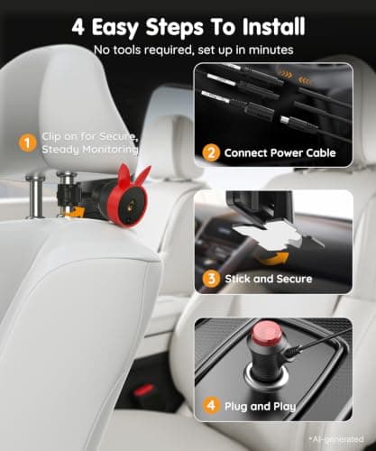 Babyvue BV3 PRO Baby Car Camera for 2 Kids - 7.2" Large HD Display Dual Channel Baby Monitor, 1080P IR Night Vision Car Seat Camera, Easy Install Rear-Facing View – Ideal for Kids and Pet Safety - Thumbnail 6
