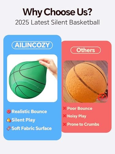 ALLINCOZY Covered Silent Basketball, Fabric Cover Soft Foam Airless Basketball, High Bounce, Noise-Free Training Ball, Gifts Packaging, Safe for Indoor Activities - Thumbnail 2