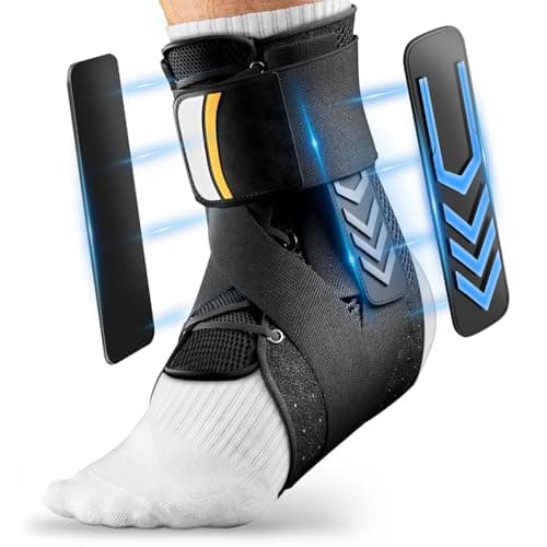 Goldeer Ankle Brace for Sprained Ankle, Quick Lace-Up Ankle Support with Side Stabilizers & Auto-Shaped Pads, Slim Fit Stabilizer for Women Men, Fits in Shoes for Sports, Work & Injury Recovery (M)