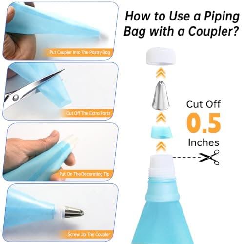 Cake Decorating Kit 35 Pieces - 24 Piping Tips Set with 12 Inch Turntable, Reusable Pastry Bag, Icing Spatula, Scraper, Couplers - Baking Tools for Beginners, Professional Cake Decorating Supplies - Thumbnail 6