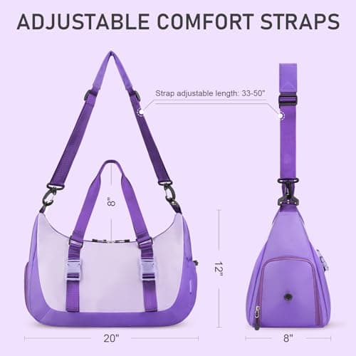 WOOMADA Gym Bag for Women with Yoga Mat Holder, Yoga Duffle Bag with Shoe Compartment, Multi-Purpose Travel, Workout, Dance, Sports Bag(Purple) - Thumbnail 3