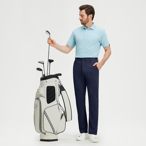 M MAELREG Golf Pants for Men Pockets 30"/32"/34" Knit Lightweight Dry Fit Stretch Business Casual Mens Dress Pants Navy - Thumbnail 6