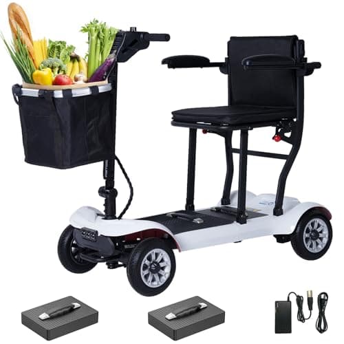 PAISEEC Ultra Lightweight Mobility Scooter for Adults, Electric Powered Mobility Scooter, 39.7 lbs Folding Design with 2 Lithium Batteries, Travel up to 18.6 Miles Airline Approved-White - Image 1