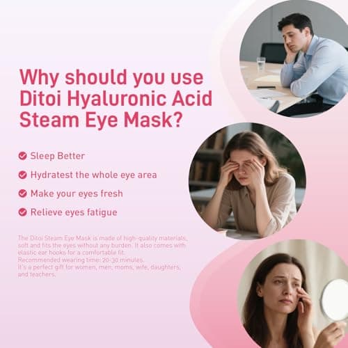 Ditoi Steam Eye Mask, Heated Eye Mask for Dry Eye Relief,Warm Compress with Hyaluronic Acid,Christmas Stocking Stuffers,Travel Essentials & Relaxation Gifts,Rose 20 Packs - Thumbnail 4