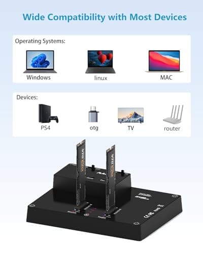 MAIWO K3015P Portable Dual Bay M.2 NVME Docking Station, Tool-Free Type-C10Gbps NVME SSD External Enclosure, with Offline Clone duplicator and System Copy Function. - Thumbnail 5