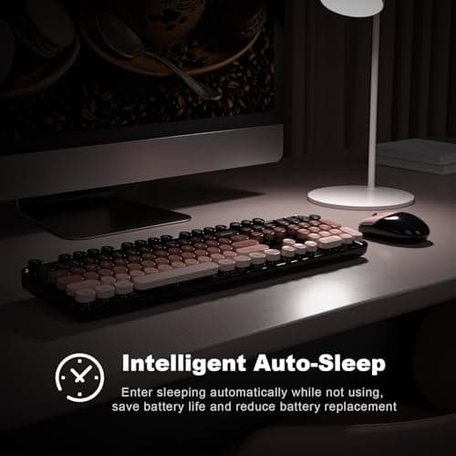 MOFII Wireless Keyboard and Mouse Combo, Retro Full Size Typewriter Keyboard with Number Pad and Sport Car Mouse for PC Computer Desktop Laptop Windows (Black Colorful) - Thumbnail 4