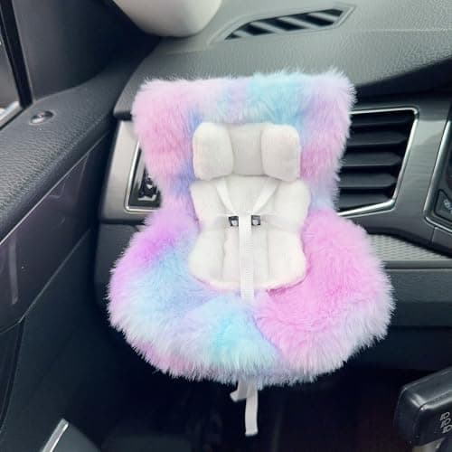 Ezcora Cute Car Accessories for 10-17cm Dolls, Doll Car Seat with Clip onto Car Air Vent, Includes Seat Leg for Desktop Display (Cotton Candy Sky Ombre) - Thumbnail 2