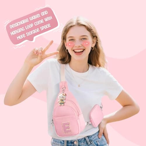 X-KIDS Initial Fanny Pack for Teen Girls Cute Crossbody Bag Sling Purse Personalized Gift for Tween Girl Kids 6-14 Years Old - Thumbnail 2