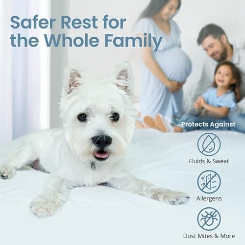 SafeRest Waterproof Twin Size Mattress Protector - Fitted with Stretchable Pockets - Machine Washable Cotton Blend Mattress Cover for Bed - Thumbnail 5