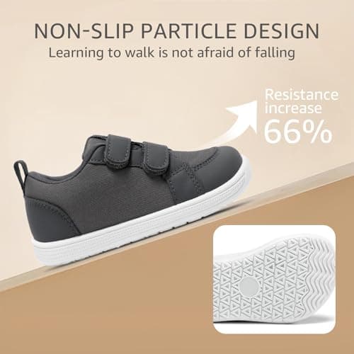 STQ KIDS Toddler Boy Shoes Wide Toe Box Barefoot Shoes Lightweight Kid Tennis Sneakers Non-Slip Zero Drop First Walking Running Shoe Outdoor Indoor Activities Dark Grey Toddler Size 5 - Thumbnail 6