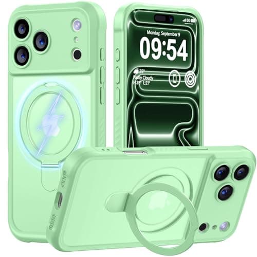 MOCCA Design for iPhone 17 Pro Case, Compatible with Magsafe [Premium Invisible Magnetic Ring Stand] [Military Drop Protection] Full Camera Guard Translucent Matte Slim Phone Cover 6.3",Matcha Green
