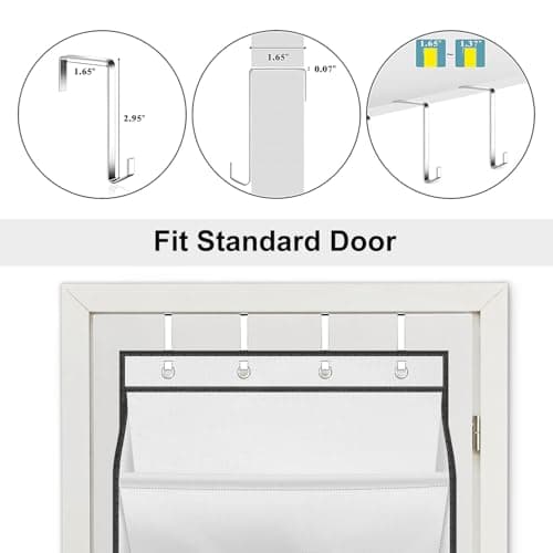 SLEEPING LAMB Over The Door Shoe Organizer for Closet with Large Deep Pockets, Narrow Shoe Rack for Door Hanging Boots Storage, White - Thumbnail 5