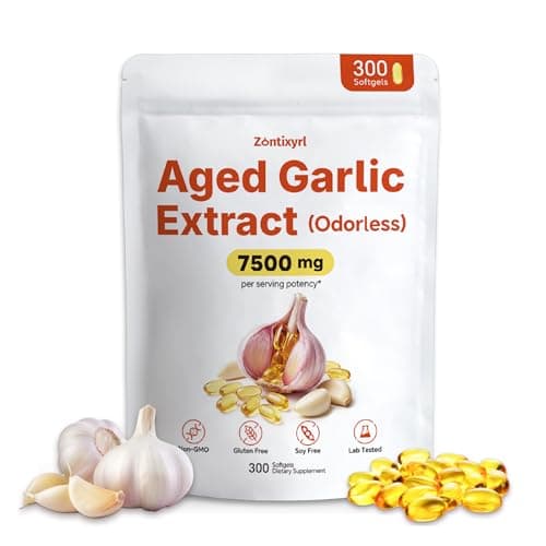 Zontixyrl Aged Garlic Extract Softgels - Odorless Formula for Heart & Immune Support | Max Strength | Non-GMO | Gluten-Free | 300 Softgels - Image 1