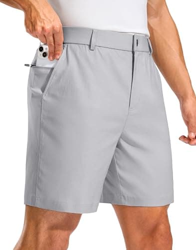 Pudolla Men's Golf Dress Shorts 7"/9" Stretch Casual Work Hybrid Shorts for Men with 3 Pockets Quick Dry Breathable(Sleet 42W x 7L) - Image 1