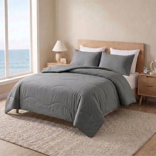 Cooling Comforter for Hot Sleepers & Night Sweats, Breathable Lightweight Cooling Blanket for Menopause & Summer, Soft Cool-to-Touch, Oeko-TEX, Grey, 60x80 Inches
