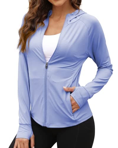 We1Fit Women's UPF 50+ Sun Protection Jacket Zip Up Hoodie Lightweight Shirts for Workout Blue - Image 1