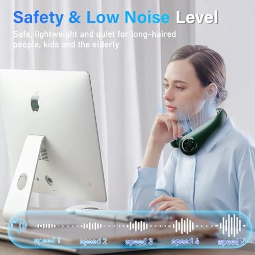 EYERZ Neck Fan, Portable Wearable Cooling Fan, Powerful 360° Airflow, Rechargeable Bladeless Hands-Free Fan, Quiet Personal Fan for Travel Outdoor - Thumbnail 4