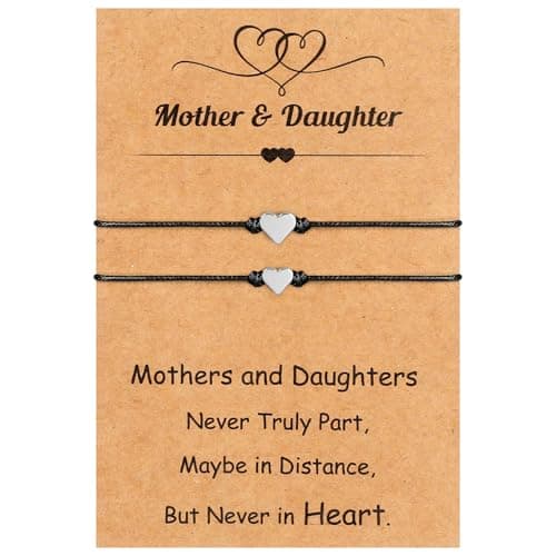EOBOH Christmas Mom Gifts Bracelet, Christmas Adjustable Hearts Mother Daughter Bracelets with Card, Celebrate Love Mothers Day Gifts for Grandma Daughter Accessories - Image 1