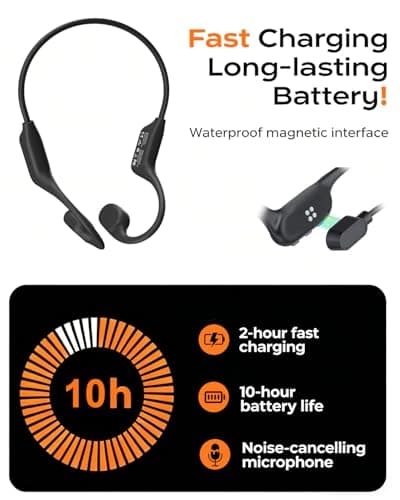 Bone Conduction Headphones, IPX8 Waterproof Swimming Headphones, Open Ear Headphones with MP3 Mode 32GB Memory Up to 10 Hours Playtime, Bluetooth 6.0 Ear Buds Secure Fit for Running and Fitness - Thumbnail 4