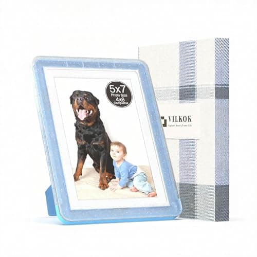 vilkok 5x7 Picture Frame,1 Pack, Fits 5x7 Photo or 4x6 with Mat, Acrylic Front & Durable ABS Frame, Shatterproof UV-Resistant Tabletop Display, Vertical/Horizontal Home Décor Frame, Double Colors