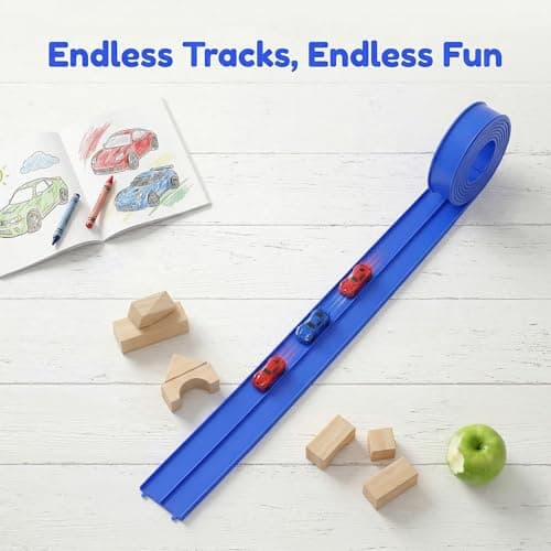 Flex Tracks 16.5 Ft for Kids Starter Set,Flexible Race Car Ramp Track with Strong Suction Cups Compatible with Hot Wheels & 1:64 Cars - Educational Toy Gift for Boys & Girls Ages 4-8, Blue - Thumbnail 5